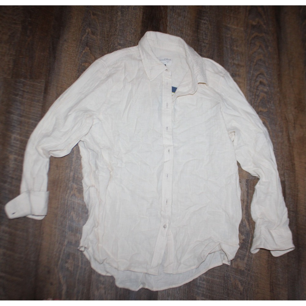 NWT Universal Thread Cream Gauze Relaxed Fit Button Down Shirt Size S